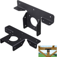 2er-Pack robuste Eckverlängerungshalterungen aus Metall für Pergola, 3-Wege-T-Klammern für 4x4-Pfosten, Gartenpavillon, Pavillonbau, schwarze Befestigungsteile