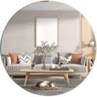 SABIR Miroir en Verre Autocollant HD Miroir Rond Autocollant Grand Miroir sans Cadre 30 cm Miroir de Table Autocollant Carreaux de Miroir Miroir d'artisanat pour la Maison, la décoration