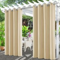 SABIR Rideaux D'extérieur, Rideau pour Pergola Imperméable, Rideau Exterieur pour Terrasse Rideau Pare-Soleil pour Balcon, Terrasse, Porche, Pergola, Belvédère(132x213cm, Beige)