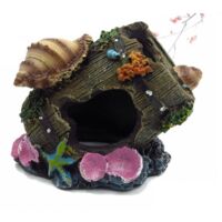 SABIR Décoration d'aquarium - Imitation rocaille - Résine - Cachette de poisson - Décoration d'aquarium - Convient pour les poissons combattants et les tortues