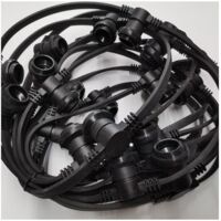 SABIR Guirlande Extérieure 10m IP65 Noir Connectable - Guirlande Lumineuse Extérieure pour Ampoules E27 10 Ampoules - Guirlande Extérieure pour Jardins, Terrasses et Fêtes en Plein Air