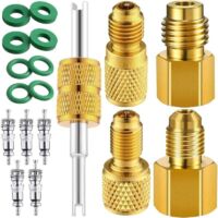 SABIR Adaptateur de réservoir de réfrigérant R134a R134a en laiton 1/4" à 1/2" Adaptateur de connexion de port de pompe à vide R134a Adaptateur de connexion de port de pompe à vide 1/2" à 1/4"