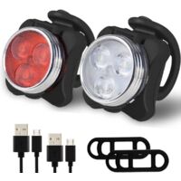 2pcs USB Rechargeable Bike Light, Waterproof Super Bike Lights for Night Riding Options Mountain Bike Headlight LED Lamp Bicycle Accessories