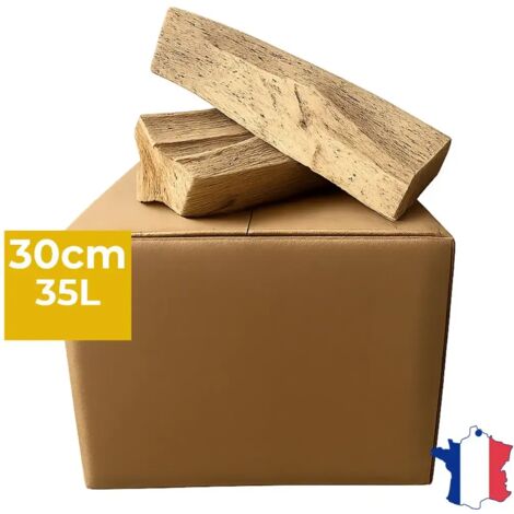J'ENVOIE DU BOIS - Bois de Chauffage 30cm - Carton de 35 litres - Bûches Extra sèches (étuvées) - Poêle, Insert cheminée, brasero, Barbecue, Four à Pizza - Mélange Bois durs (hêtre, chêne, frêne)