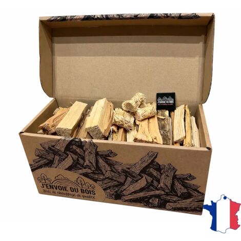 J'ENVOIE DU BOIS - Petit Bois d'Allumage - Joli Carton de 17 litres - Petit Bois Sec - Poêle, Insert Cheminée, Brasero, Barbecue, Four à Pizza - Allume-Feux - Résineux, Bois Durs
