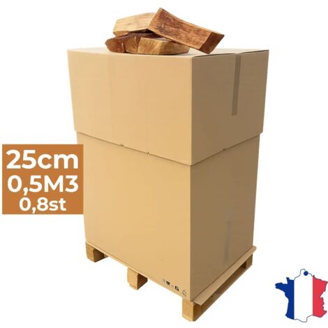 J'ENVOIE DU BOIS - Bois de Chauffage 25cm - Palette de 0,5m3 - Bûches Extra sèches (étuvées) - Poêle, Insert cheminée, brasero, Barbecue, Four à Pizza - Mélange Bois durs (hêtre, chêne, frêne)