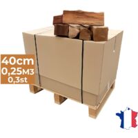 J'ENVOIE DU BOIS - Bois de Chauffage 40cm - Palette de 0,25m3 - Bûches Extra sèches (étuvées) - Poêle, Insert cheminée, brasero, Barbecue, Four à Pizza - Mélange Bois durs (hêtre, chêne, frêne)