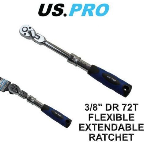 US PRO 3/8"" RATCHET TELESCOPIC FLEXI HEAD REVERSIBLE QUICK RELEASE WRENCH 5162 (1/3)