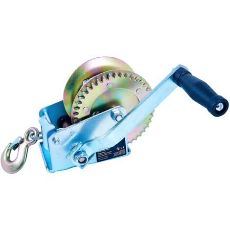 1200LB HAND WINCH PULLEY BOAT 550kg MARINE TRAILER POWERED 10M WIRE STRAP S1000