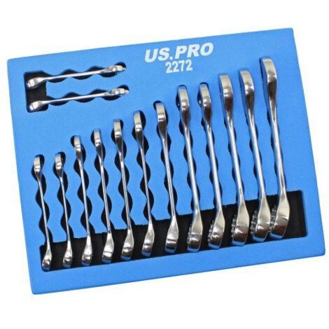 US PRO 12PC Metric Combination Spanner Set 8-19MM Chrome Polished Ring US PRO 12PC Metric Combination Spanner Set 8-19MM Chrome Polished Ring