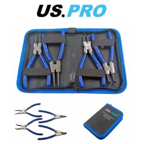 US PRO 6"" Circlip Pliers 4pc Plier Set In Zip Pouch Internal External 2059 (1/4)