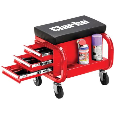 CLARKE CREEPER SEAT MECHANICS STORAGE DRAWERS TOOL BOX TROLLEY PADDED CMUS3 (1/5)