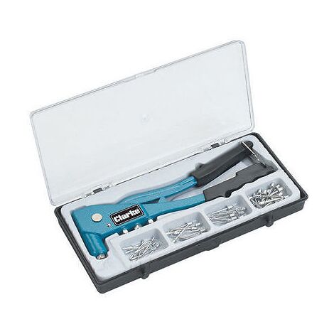 CLARKE RIVET GUN HAND SQUEEZE LONG ARM POP BLIND BIG RIVETER GARAGE CASE CHT648 (1/5)