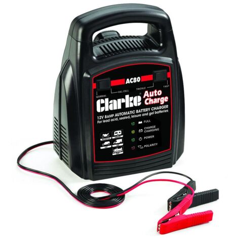 CLARKE AUTOMATIC BATTERY CHARGER 8A AMP 12V CAR VAN VEHICLE BOOSTER 120AH AC80