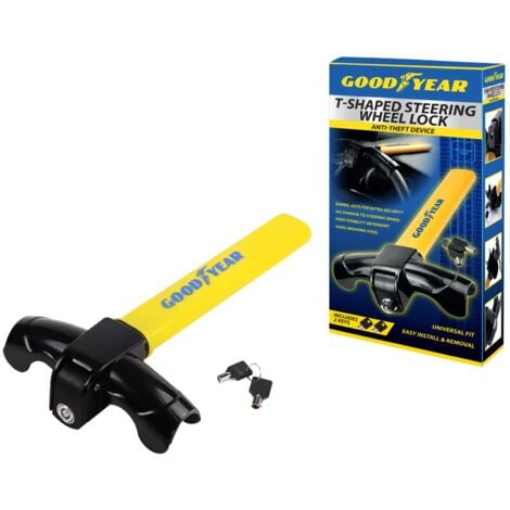 GOODYEAR STEERING WHEEL LOCK UNIVERSAL HIGH SECURITY CAR VAN CROOK LOCK 900165