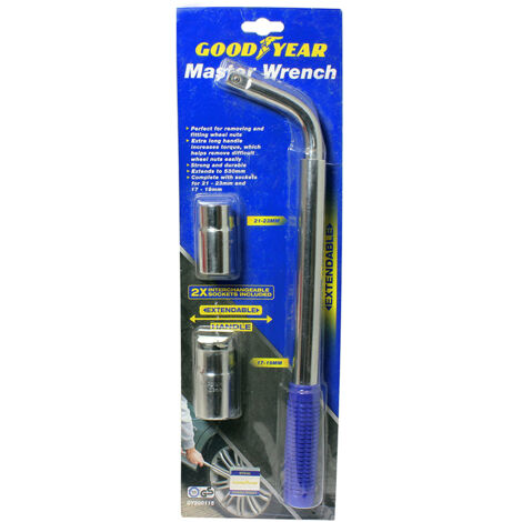 Goodyear Wheel Brace Wrench Extendable Tyre 17mm 19mm 21mm 23mm Socket 900115 (1/2)