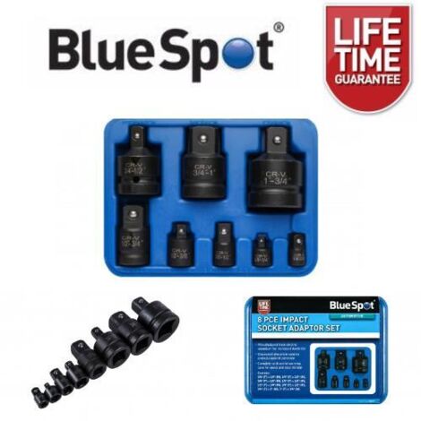BLUESPOT IMPACT SOCKET SET 8PC 1/4"" 3/8"" 1/2"" 3/4"" 1"" REDUCER ADAPTOR 02077 (1/5)