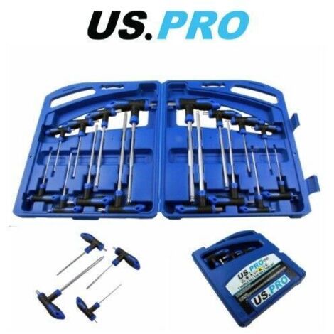 US PRO Hex Key Set T Handle Torx Star Set 16pc Allen Key Ball Ended 1587 (1/4)