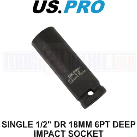 US PRO Single 18mm Deep Impact Socket Metric 1/2" Drive 3754 (1/3)
