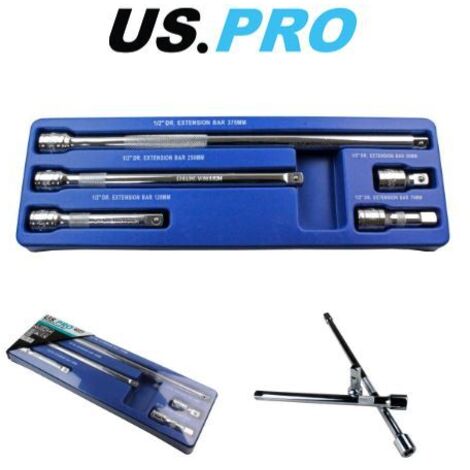 US PRO Tools 5pc 1/2" Drive Extension Bar Set For Ratchets & Sockets NEW 4027 (1/5)