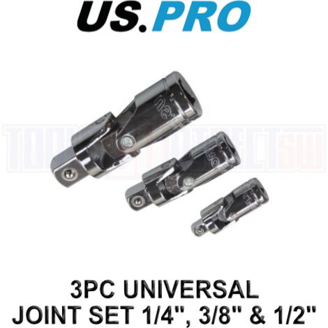 US PRO Tools 3 Piece universal joint Socket Adapter bendy Knuckles Set 1/2" 1/4" 3/8 4203 (1/3)