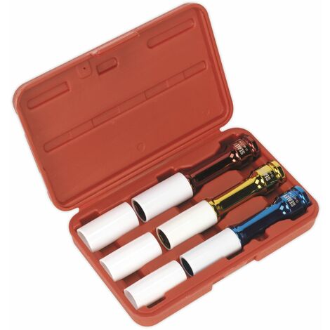 Sealey Metric Alloy Wheel Long Reach Impact Socket Set 3pc 1/2Sq Drive SX031D