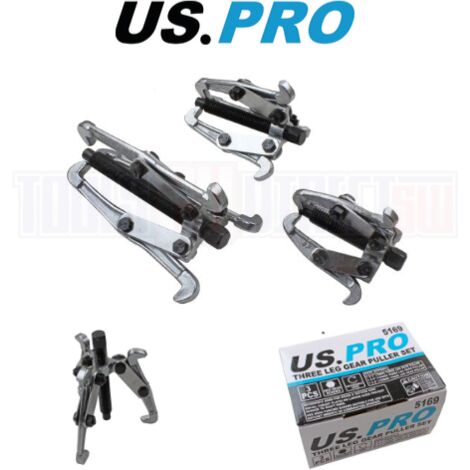 US PRO 3PC HEAVY DUTY 3"" 4"" 6"" BEARING HUB GEAR PULLER PULLEY REMOVER 5169 (1/4)