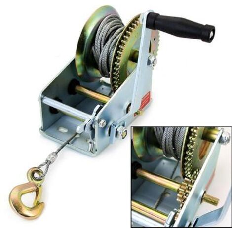 WINCH 1200LB MANUAL BOAT 545kg MARINE TRAILER HAND POWERED 10M WIRE STRAP CT0319 (1/5)