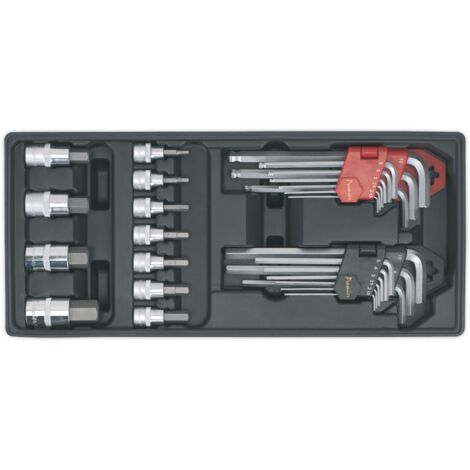 Sealey Premier Hex/Ball-End Hex Key & Socket Bit Set with Tool Tray 29pc TBT07