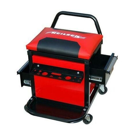 MECHANICS CREEPER STORAGE DRAWERS TOOL BOX TROLLEY SEAT PADDED CAR GARAGE CT4346