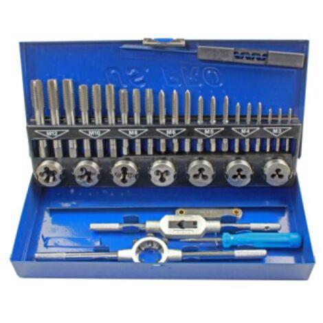 US PRO Tap And Die Set 32PC Metric M3-M12 2625 Taper Plug & Bottoming Dies (1/5)