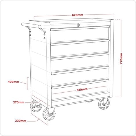 Sealey Rollcab 5 Drawer with Ball-Bearing Slides - Red/Grey AP22505BB