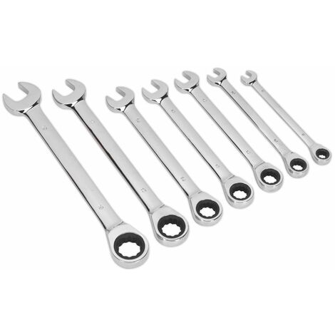 Sealey Ratchet Combination Spanner Set 7pc Metric S01142