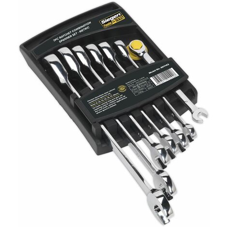 Sealey Ratchet Combination Spanner Set 7pc Metric S01142