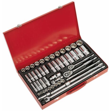 Sealey Socket Set 50pc 3/8 & 1/2Sq Drive 6pt WallDrive® - Metric AK6942
