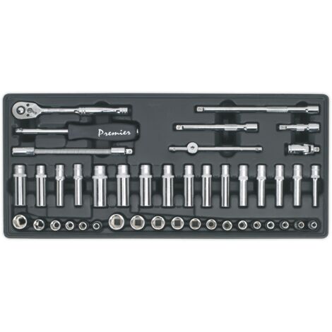 Sealey Premier Socket Set with Tool Tray 1/4""Sq Drive 43pc TBT19