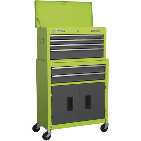 Sealey Topchest & Rollcab Combination 6 Drawer with Ball-Bearing Slides - Hi-Vis Green/Grey AP2200BBHV (1/5)