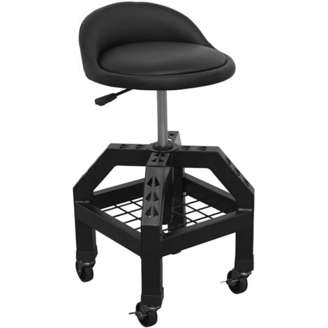 Sealey Premier Industrial Pneumatic Creeper Stool with Adjustable Height Swivel Seat & Back Rest SCR03B
