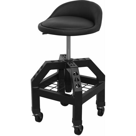 Sealey Premier Industrial Pneumatic Creeper Stool with Adjustable Height Swivel Seat & Back Rest SCR03B