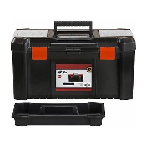 HEAVY DUTY 19 PLASTIC TOOL BOX CHEST BAG STORAGE BAG CASE & TRAY TB095