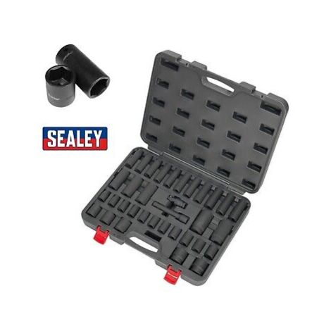 Sealey Socket Set 34pc 1/2"" Square Drive Impact Wrench Metric 10-32mm AK5634M