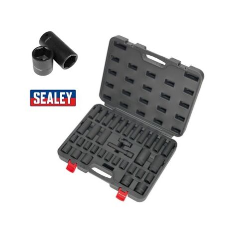 Sealey Socket Set 34pc 1/2"" Square Drive Impact Wrench Metric 10-32mm AK5634M