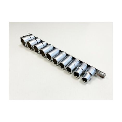 10PC SHALLOW SOCKET SET 1/2"" DRIVE AF CRV IMPERIAL ON RAIL SS208 NEW (1/3)