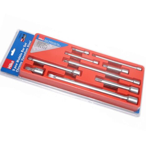 HILKA EXTENSION BAR SET 9PC 3/8"" 1/4"" 1/2"" DRIVE WOBBLE SOCKET RATCHET 11090009 (1/3)