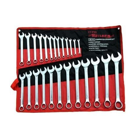 SPANNER SET 25PC FULLY POLISHED COMBINATION METRIC WRENCH RING HEAVY DUTY CT0795