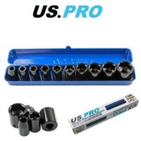 US PRO Socket Set Shallow Impact 1/2"" Drive 10pc Metric In Case 9-27mm 1396