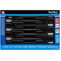 BlueSpot 7pc Extra Long Impact Torx Bit Sockets 1/4" Drive T10 - T40 Set