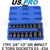 US PRO Ipact E Torx Star Sockets Feale E5 to E24 3/8 and 1/2'' Drive