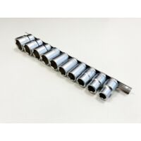 10PC SHALLOW SOCKET SET 1/2"" DRIVE AF CRV IMPERIAL ON RAIL SS208 NEW