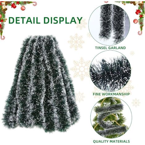 Guirlande Sapin De Noël 10M Verte Foncée Avec 24 Nœuds Rouges – Décoration Réaliste Intérieur Extérieur